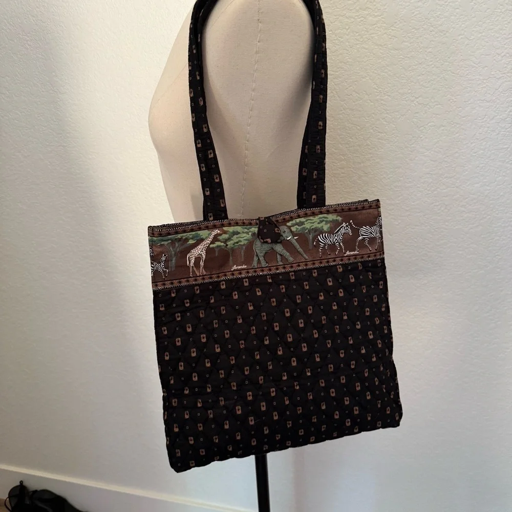 Larenda Quilted Safari Print Tote~ VTG